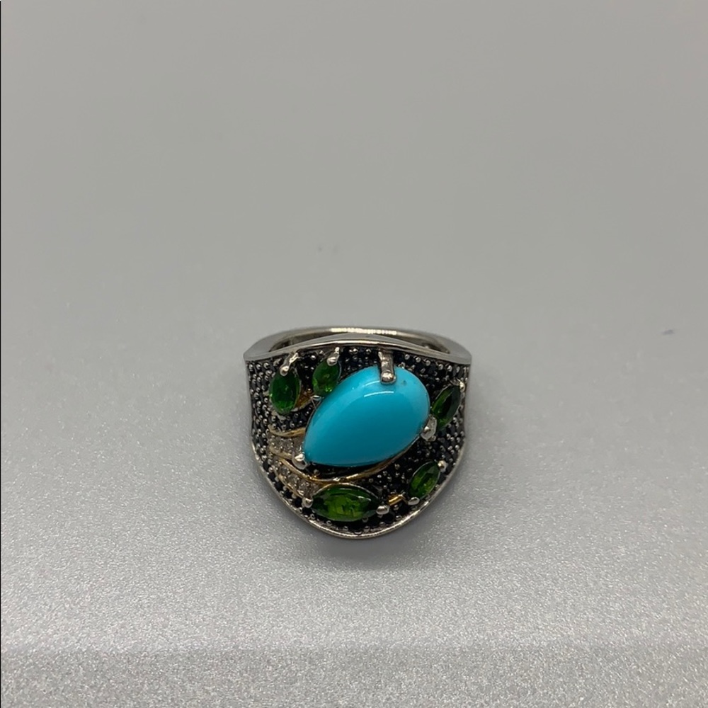 Jade and Turquoise Sterling Silver 925 Ring